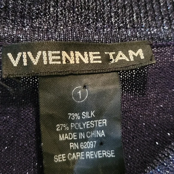 Y2K Vivinenne Tam Shimmering Long Sleeve Top Size 1 - Picture 2 of 4